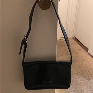 Nine West Black Croc-Embossed Shoulder Bag